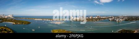 Schöne Natur Landschaft Luftbild Miami Beach Blick auf die Bucht Und Sandbank Stockfoto