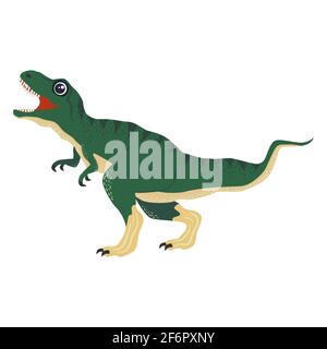 Tyrannosaurus grüne, prähistorische Dinosaurier-Kollektion. Uralte Tiere. Von Hand gezeichnet. Stock Vektor