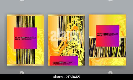 Gelb kreativ futuristischen abstrakten Vektor-Hintergrund, dynamische moderne gelbe Seite Tempel gesetzt, Sommer vibes geometrische Linien und Punkte-Design, glänzende Ele Stock Vektor