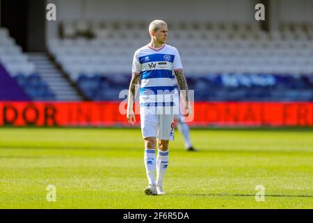 LONDON, GROSSBRITANNIEN. DIE QPRs Lyndon Dykes am 2. APRIL während des Sky Bet Championship-Spiels zwischen den Queens Park Rangers und Coventry City im Kiyan Prince Foundation Stadium, London, am Freitag, den 2. April 2021. (Kredit: Ian Randall, Mi News) Kredit: MI Nachrichten & Sport /Alamy Live News Stockfoto