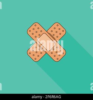 Moderner Icon-Patch, Hintergrund grün und flacher Stil, Dringlichkeit, langer Schatten Stock Vektor
