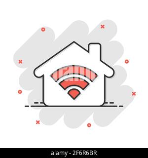 "Smart Home"-Symbol im Comic-stil. Haus der Vektor Cartoon Illustration Piktogramm. Smart Home Business Konzept splash Wirkung. Stock Vektor