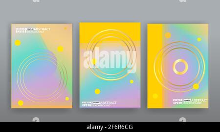 Gelb kreativ futuristischen abstrakten Vektor-Hintergrund, dynamische moderne gelbe Seite Tempel gesetzt, Sommer vibes geometrische Linien und Punkte-Design, glänzende Ele Stock Vektor