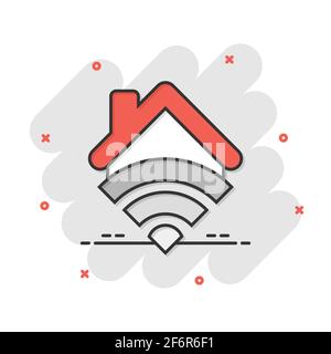 "Smart Home"-Symbol im Comic-stil. Haus der Vektor Cartoon Illustration Piktogramm. Smart Home Business Konzept splash Wirkung. Stock Vektor