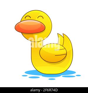 Niedliche Ente Cartoon Vektor auf weißem Hintergrund Stock Vektor