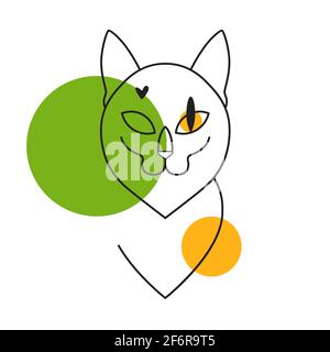 Katzenkunst auf weißem Hintergrund. Weiße Katze Stock Vektor