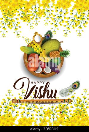 kerala Festival glücklich vishu Grüße. vektor Illustration Design Stock Vektor