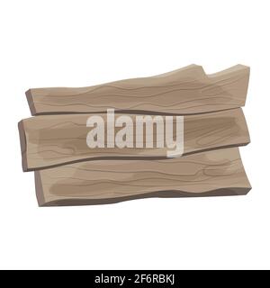Alte rustikale Planke, Holzbanner im Cartoon-Stil isoliert auf weißem Hintergrund. Holz strukturiert, detailgetreue Platte. UI Spiel Assets Stock Vektor Illustration.. Stock Vektor