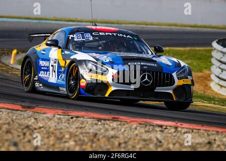 74 JOULIE Enzo (FRA), BAUD Sébastien (FRA), CD Sport, Mercedes-AMG GT4, Aktion beim 1. Lauf des Championnat de France FFSA GT - GT4 France 2021, vom 3. Bis 5. April 2021 auf dem Circuit Paul Armagnac, in Nogaro, Frankreich, Frankreich - Foto Florent Gooden / DPPI Stockfoto