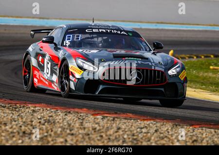 15 CAMPBELL Christopher (FRA), IBANEZ Lluc (ESP), NM Racing Team, Mercedes-AMG GT4, Action beim 1. Lauf des Championnat de France FFSA GT - GT4 France 2021, vom 3. Bis 5. April 2021 auf dem Circuit Paul Armagnac, in Nogaro, Frankreich, Frankreich - Foto Florent Gooden / DPPI Stockfoto