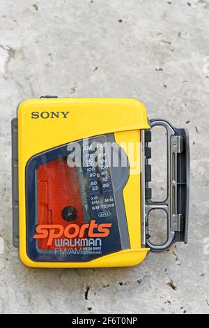 Sony walkman ®, Retro gebraucht Stockfoto