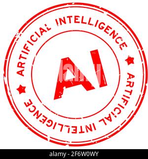 Grunge Red AI (Abkürzung für Künstliche Intelligenz) Wort Runde Gummidichtung Stempel auf weißem Hintergrund Stock Vektor