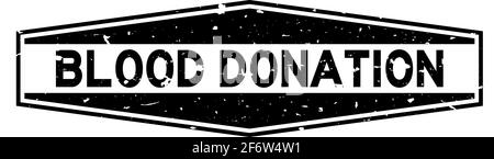 Grunge schwarzes Blut Spende Wort sechseckige Gummidichtung Stempel auf Weißer Hintergrund Stock Vektor