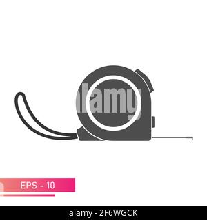Ein einfaches Maßband mit einem flexiblen Band. Solides Design. Auf weißem Hintergrund. Tools für Mitarbeiter. Flache Vektorgrafik. Stock Vektor
