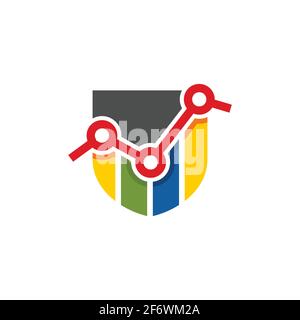 Abstrakte bunte Schild Form Finanz-Logo. Finanzen Pfeil bar Chart oder Börse Symbol Symbol Symbol. Logo Vorlage bereit für den Einsatz Stock Vektor