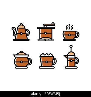 Café-Symbol Vektor-Illustration-Set. Kaffee-Schild. Template Web oder App von Café-Symbol für Restaurant oder Bar-Menü. vektor eps 10 Stock Vektor