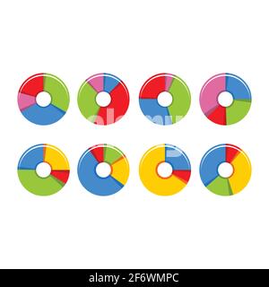 Vektor-Infografik-Kreis gesetzt. Vorlagen für Diagramm, Radsportdiagramm, Runddiagramm, Workflow-Layout, Zahlenoptionen, Webdesign. Stock Vektor