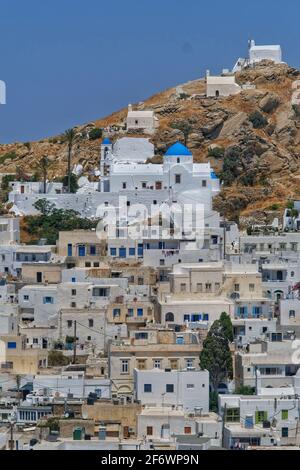 Panoramablick auf die malerische Insel iOS kykladen Griechenland Stockfoto