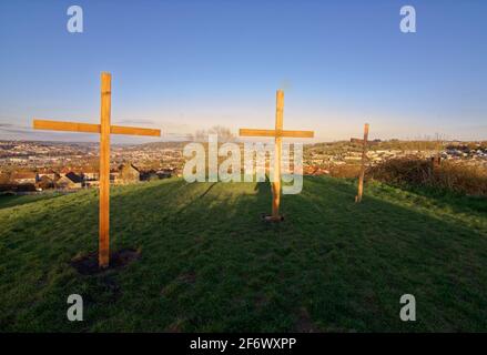 Ostern kreuzt über schauendes Bad Stockfoto