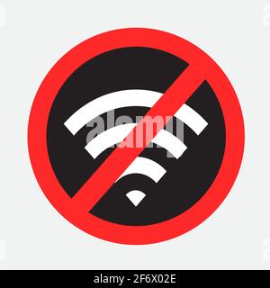 WIFI-Signal verboten Symbol dunkler Aufkleber Stock Vektor