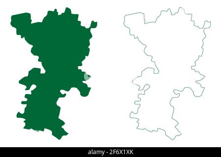 Mahendragarh Bezirk (Haryana Staat, Republik von Indien) Karte Vektor Illustration, scribble Skizze Mahendragarh Karte Stock Vektor