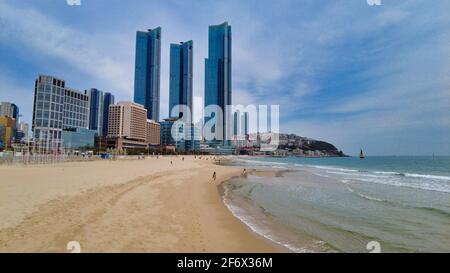 Landschaft von haeundae Beach, Busan, Südkorea, Asien Stockfoto