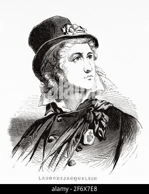 Porträt von Heinrich Duverger Graf von Laroche-Jacquelin (1772-1794) französischer Militärkommandant. Frankreich, Französische Revolution 18. Jahrhundert. Alte gravierte Illustration aus Histoire de la Revolution Francaise 1845 Stockfoto