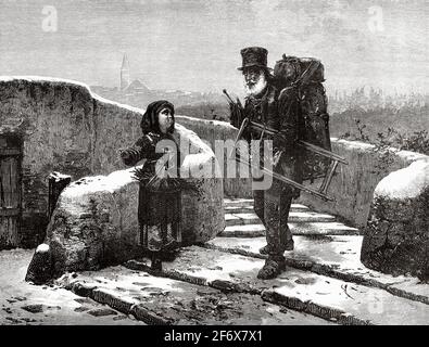 Alte Tramp in der Nähe von Trient, Trentino-Südtirol, Italien. Europa. Alte Illustration aus dem 19. Jahrhundert von El Mundo Ilustrado 1879 Stockfoto