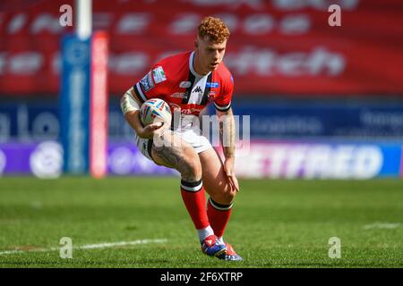 Harvey Livett (20) von Salford Red Devils in Aktion, am 4/3/2021. (Foto von Craig Thomas/News Images/Sipa USA) Quelle: SIPA USA/Alamy Live News Stockfoto