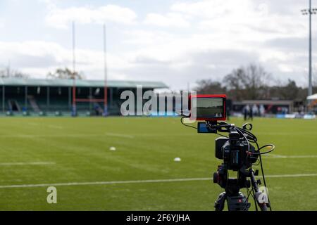 London, Großbritannien. März 2021. Übertragung während des Spiels der Allianz Premier 15 zwischen Saracens Women und Harlequins Women im StoneX Stadium in London, England. Kredit: SPP Sport Pressefoto. /Alamy Live News Stockfoto