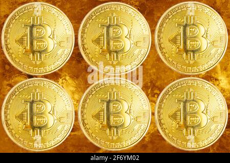 Feurige Bitcoin-Hintergrundelemente dieses Bildes, die von der NASA eingerichtet wurden Abbildung Stockfoto