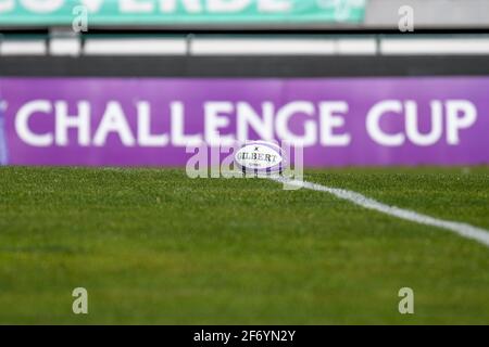 Monigo Stadium, Treviso, Italien. April 2021. Challenge Cup official Ball during Benetton Treviso vs SUA LG Agen, Rugby Challenge Cup - Foto Ettore Griffoni/LM Credit: LiveMedia/Alamy Live News Stockfoto