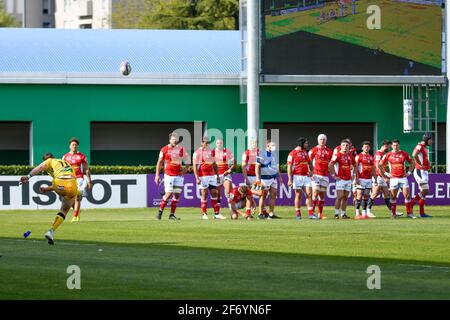 Monigo Stadium, Treviso, Italien. April 2021. Paolo Garbisi (Benetton Treviso) tritt während Benetton Treviso gegen SUA LG Agen, Rugby Challenge Cup - Foto Ettore Griffoni/LM Credit: LiveMedia/Alamy Live News Stockfoto