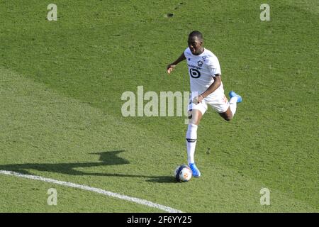 Paris, Frankreich. April 2021. Boubakary SOUMARE (Lille OSC) während des französischen Ligue 1 Fußballspiels zwischen Paris Saint-Germain und LOSC Lille am 3. April 2021 im Stadion Parc des Princes in Paris, Frankreich - Foto Stephane Allaman/DPPI/LiveMedia Kredit: Unabhängige Fotoagentur/Alamy Live News Stockfoto