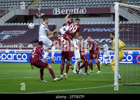 Turin, Italien. April 2021. Turin. Ligaspiel Serie A Tim 2020/2021. Turin gegen Juventus. Grande Torino Olympic Stadium auf dem Foto: Kredit: Independent Photo Agency/Alamy Live News Stockfoto