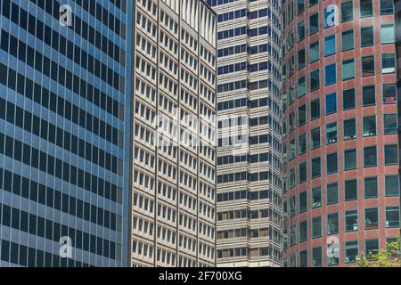 Nahaufnahme von Wolkenkratzern Stockfoto