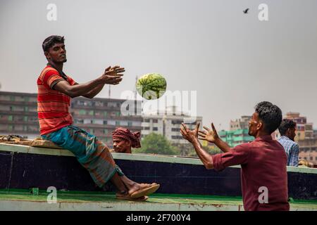 Handel mit Wassermelonen Stockfoto