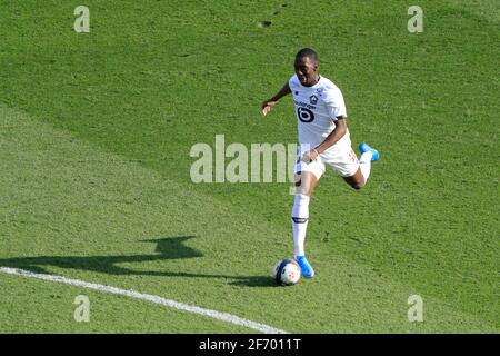 Boubakary SOUMARE (Lille OSC) während des französischen Ligue 1-Fußballspiels zwischen Paris Saint-Germain und LOSC Lille am 3. April 2021 im Stadion Parc des Princes in Paris, Frankreich - Foto Stephane Allaman / DPPI Stockfoto