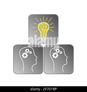 Teamarbeit an der Idee. Vektorgrafik für Wirtschaft und Finanzen. Einfaches Design. Stock Vektor