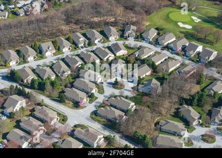 Luftaufnahme des Vorstadtviertels, Pennsylvania, USA Stockfoto