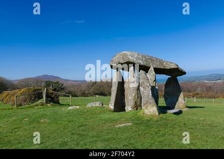 Pentre Ifan Burial Chamber, Preseli Hills, Pembrokeshire, Wales, Großbritannien Stockfoto