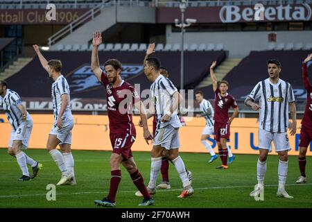 Turin, Italien. April 2021. Turin. Ligaspiel Serie A Tim 2020/2021. Turin gegen Juventus. Grande Torino Olympic Stadium auf dem Foto: Kredit: Independent Photo Agency/Alamy Live News Stockfoto