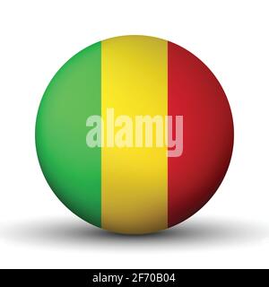 Glaskugel mit Flagge von Mali. Runde Kugel, Vorlagensymbol. Nationales Symbol. Glänzende realistische Kugel, 3D abstrakte Vektorgrafik hervorgehoben Stock Vektor