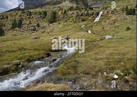 Circo de Soaso im Nationalpark Ordesa y Monte Perdido, in den aragonesischen Pyrenäen, in Huesca, Spanien. Aussicht Stockfoto