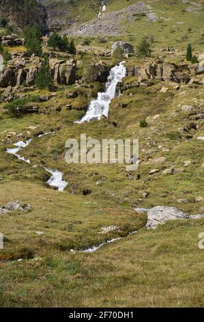 Circo de Soaso im Nationalpark Ordesa y Monte Perdido, in den aragonesischen Pyrenäen, in Huesca, Spanien. Aussicht Stockfoto