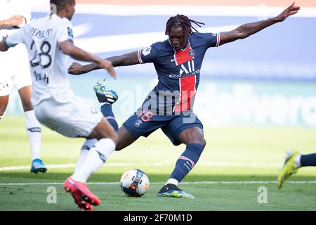 Moise Kean von PSG in Aktion während des Ligue 1-Spiels zwischen Paris Saint Germain und LOSC Lille am 03. April 2021 im Parc des Princes in Paris, Frankreich. Foto von David Niviere / ABACAPRESS.COM Stockfoto