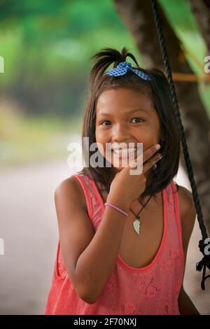 Porträt eines philippinischen Mädchens, Bantayan Insel, Cebu, Philippinen. Stockfoto