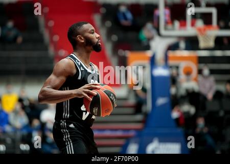 02-04-2021: Basketbal: BC Zenit Saint Petersburg / LDLC ASVEL Villeurbanne: Sint Petersburg SAINT PETERSBURG, RUSSLAND - APRIL 2: Norris Cole von LDLC AS Stockfoto
