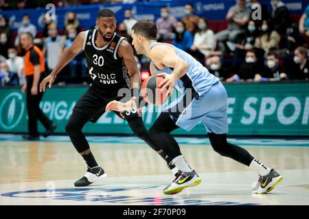 02-04-2021: Basketbal: BC Zenit Saint Petersburg / LDLC ASVEL Villeurbanne: Sint Petersburg SAINT PETERSBURG, RUSSLAND - APRIL 2: Norris Cole von LDLC AS Stockfoto