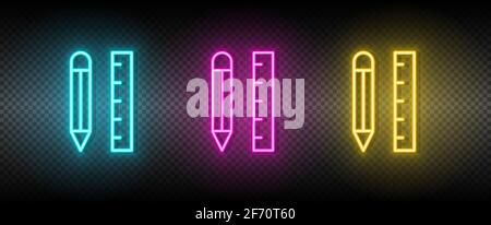 Ansage, Lautsprecher, Neon-Icon-Set Stock Vektor